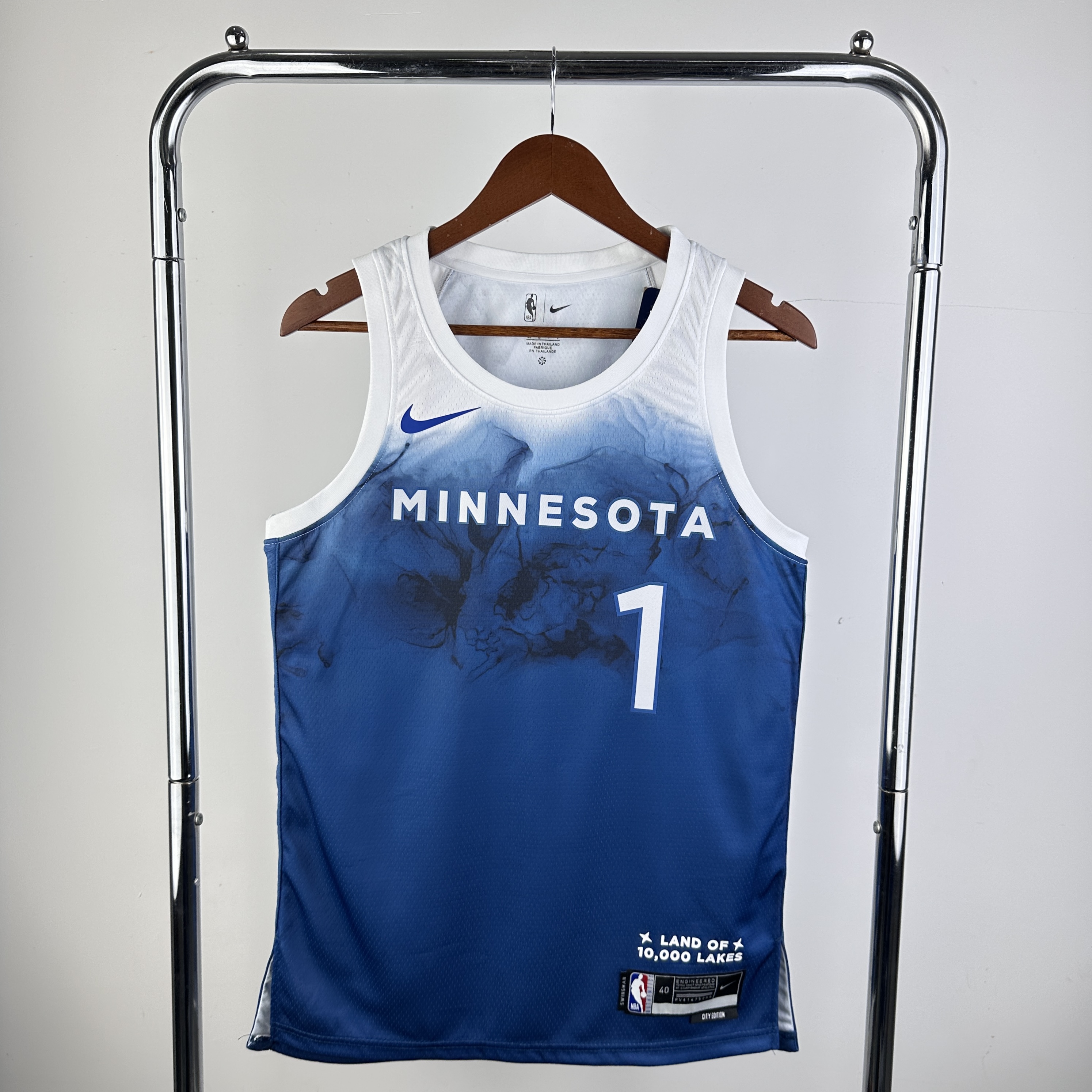 Men Minnesota Timberwolves 1 Anderson Blue City Edition Nike 2024 NBA Jersey